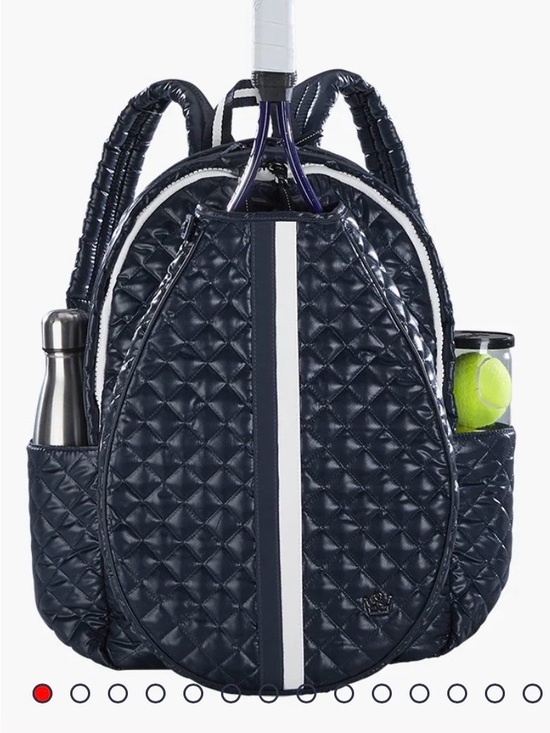 Oliver Thomas Handbags - Oliver Thomas Navy Quilted Tennis Backpack with White Stripe